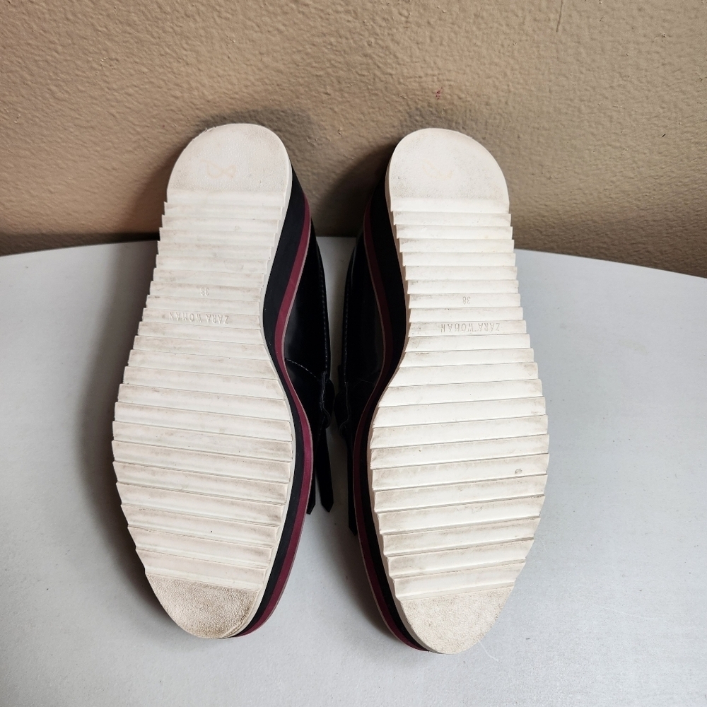 Zara Woman |EU38/US7.5| Black Patent Leather Platform Kilt Chunky Loafers - Picture 9 of 11